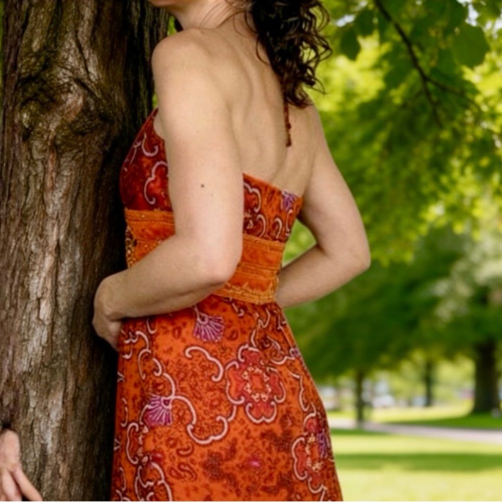Vintage Laundry Shelli Segal Silk Beaded Paisley Dress - Picture 6 of 14